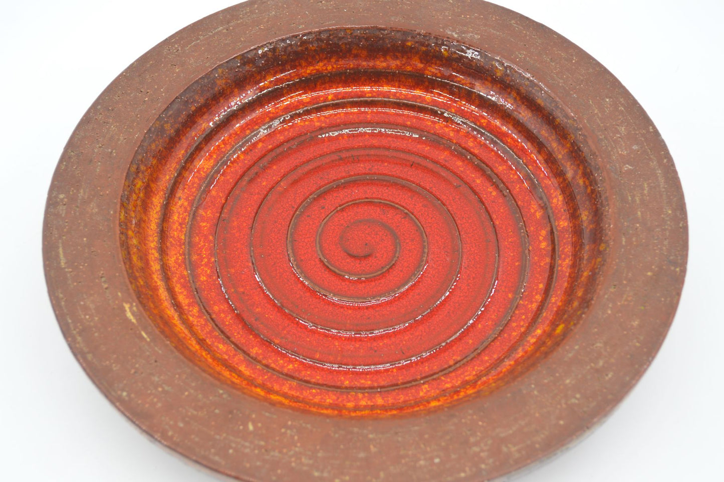 Große Vintage Michael Andersen Bornholm Keramik Schale 6140-3 handgearbeitete Studiokeramik mit roter Fat-Lava Glasur MCM Design 1960s Danish Modern Kunstkeramik