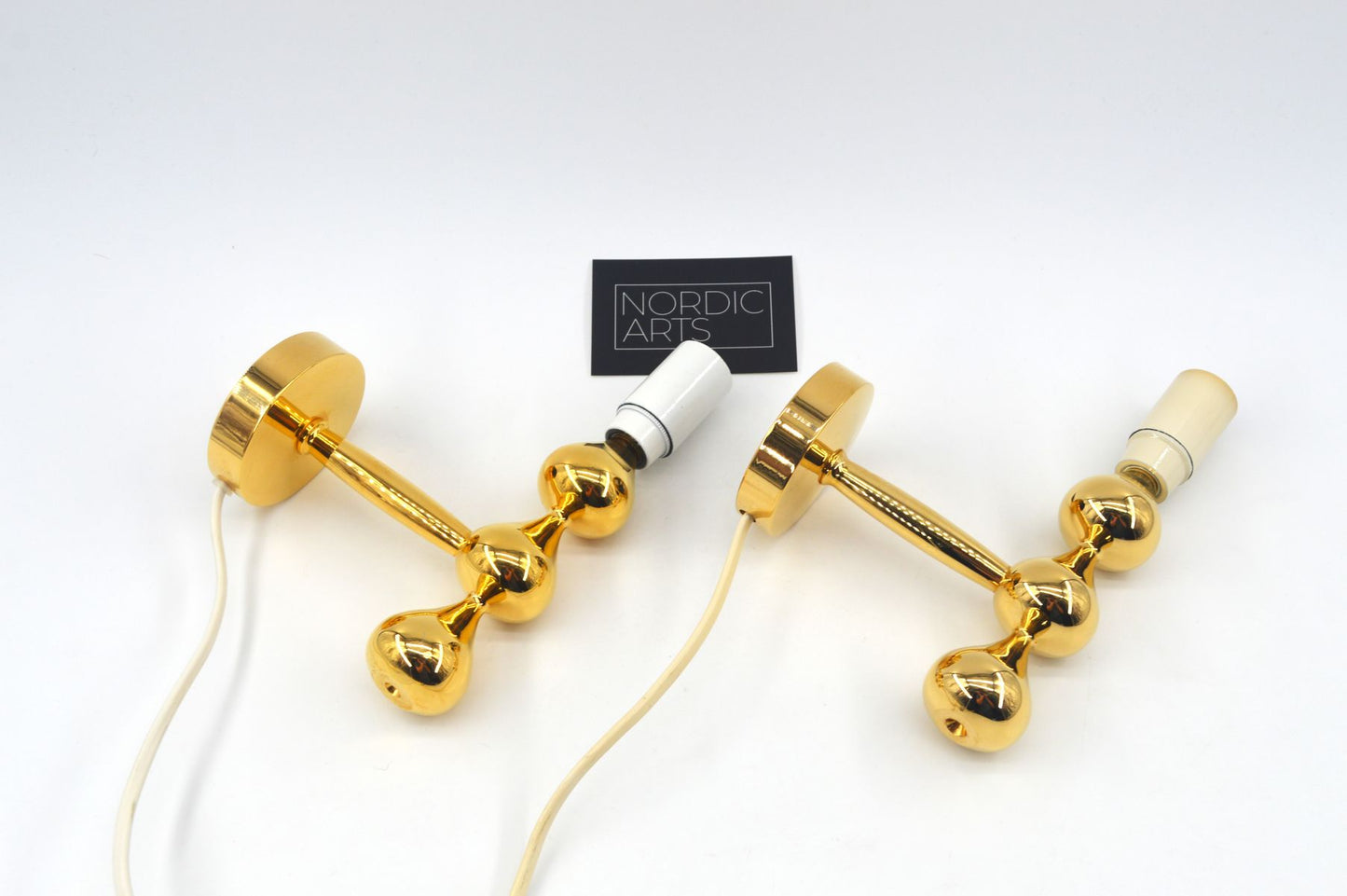 Seltene Vintage Design Asmussen Danmark 24 Karat vergoldete Designlampen Hugo Asmussen Design 1970s dänische Designklassiker – dänische Design Wandlampen