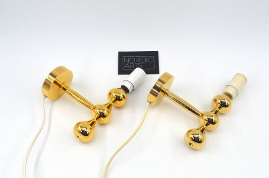 Seltene Vintage Design Asmussen Danmark 24 Karat vergoldete Designlampen Hugo Asmussen Design 1970s dänische Designklassiker – dänische Design Wandlampen