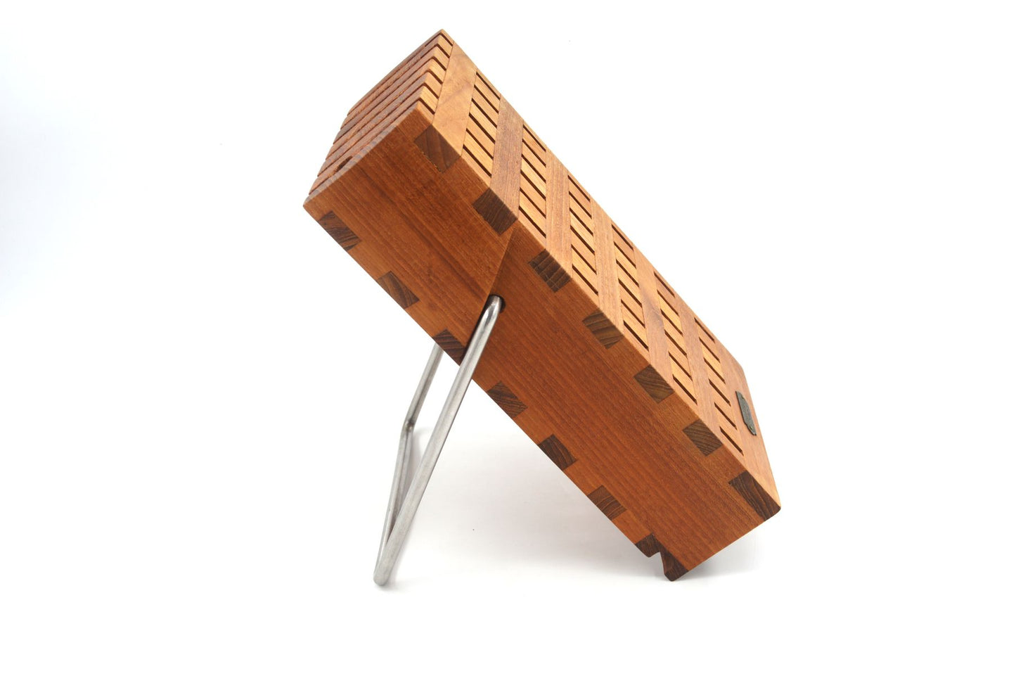 Seltener Mid-Century Trip Trap Danmark Design Teakholz Messerblock  1970s Danish Modern Design – zeitgenössisches dänisches Vintage MCM Design