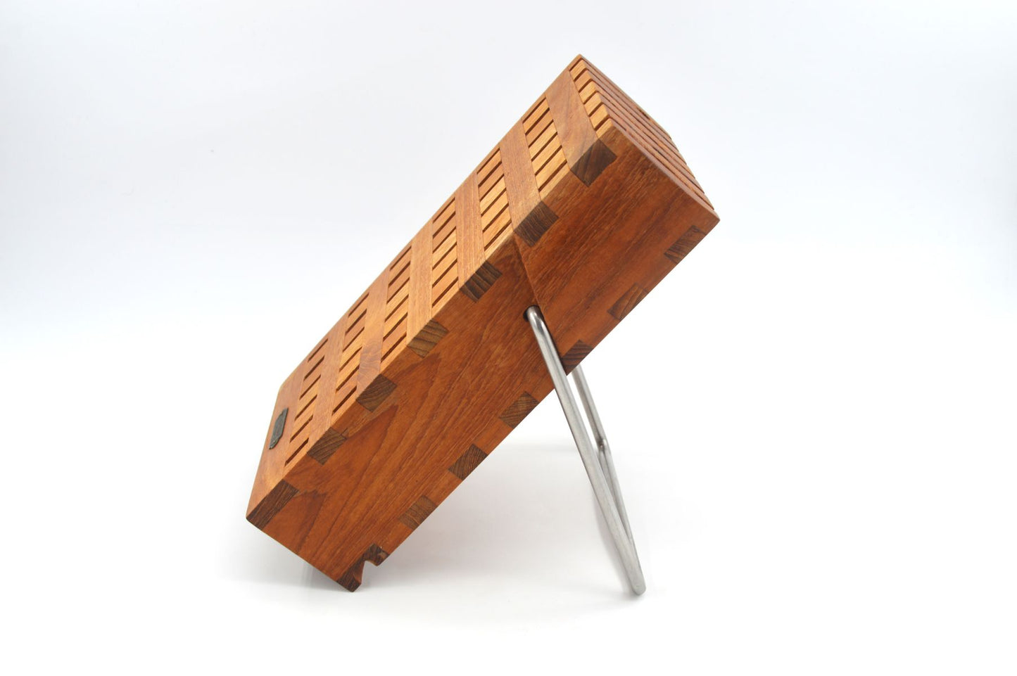 Seltener Mid-Century Trip Trap Danmark Design Teakholz Messerblock  1970s Danish Modern Design – zeitgenössisches dänisches Vintage MCM Design