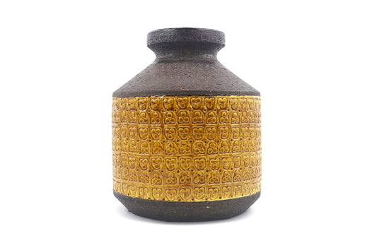 Große XL Bitossi Keramik Vase 309/26 Rimini Gelb Design Aldo Londi Mid-Century Modern Design mit seltener gelber Glasur 1960s italienischer Fat-Lava Designklassiker