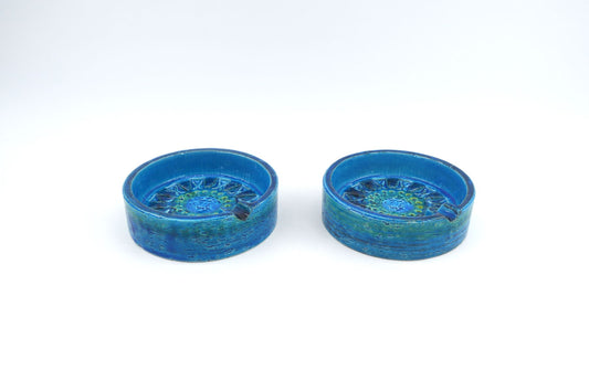 Seltener 1960s Vintage Rimini Blue Bitossi Keramik Aschenbecher 87-62 Design Aldo Londi Mid-Century Modern Design - blauer Fat-Lava Designklassiker