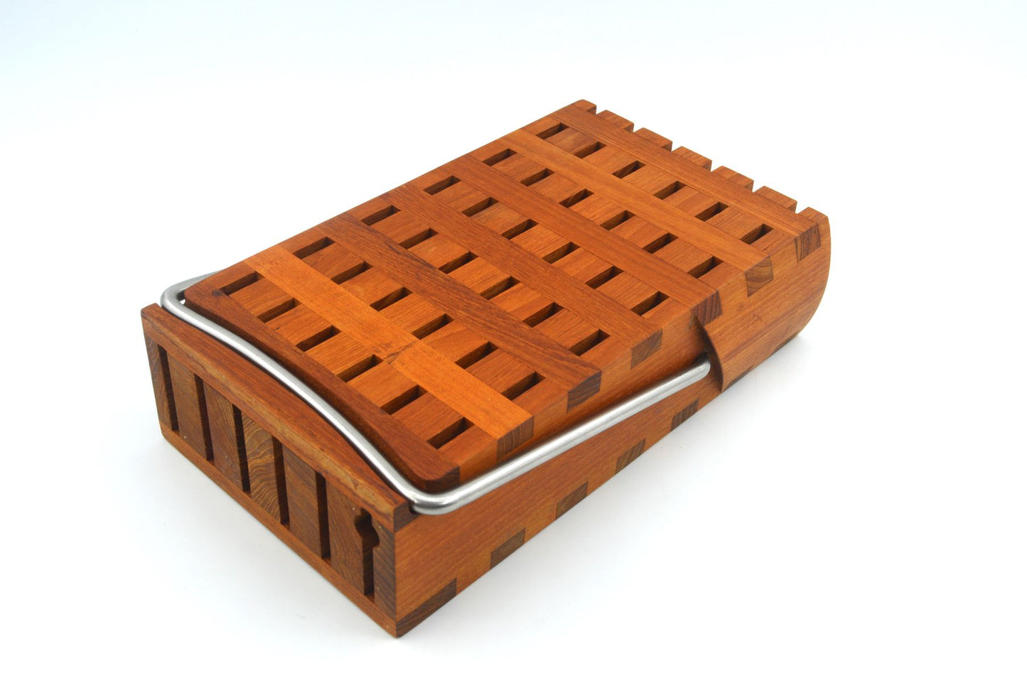 Seltener Mid-Century Trip Trap Danmark Design Teakholz Messerblock  1970s Danish Modern Design – zeitgenössisches dänisches Vintage MCM Design