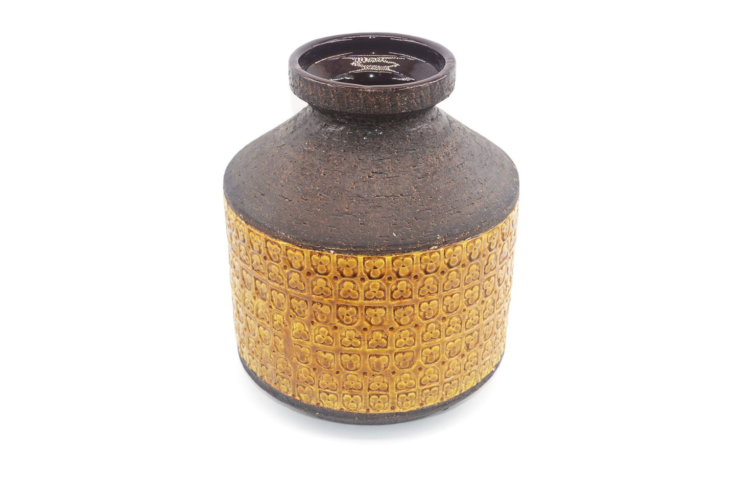 Große XL Bitossi Keramik Vase 309/26 Rimini Gelb Design Aldo Londi Mid-Century Modern Design mit seltener gelber Glasur 1960s italienischer Fat-Lava Designklassiker