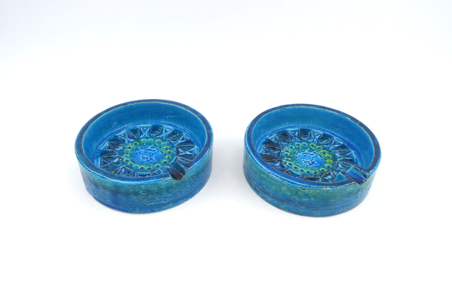 Seltener 1960s Vintage Rimini Blue Bitossi Keramik Aschenbecher 87-62 Design Aldo Londi Mid-Century Modern Design - blauer Fat-Lava Designklassiker