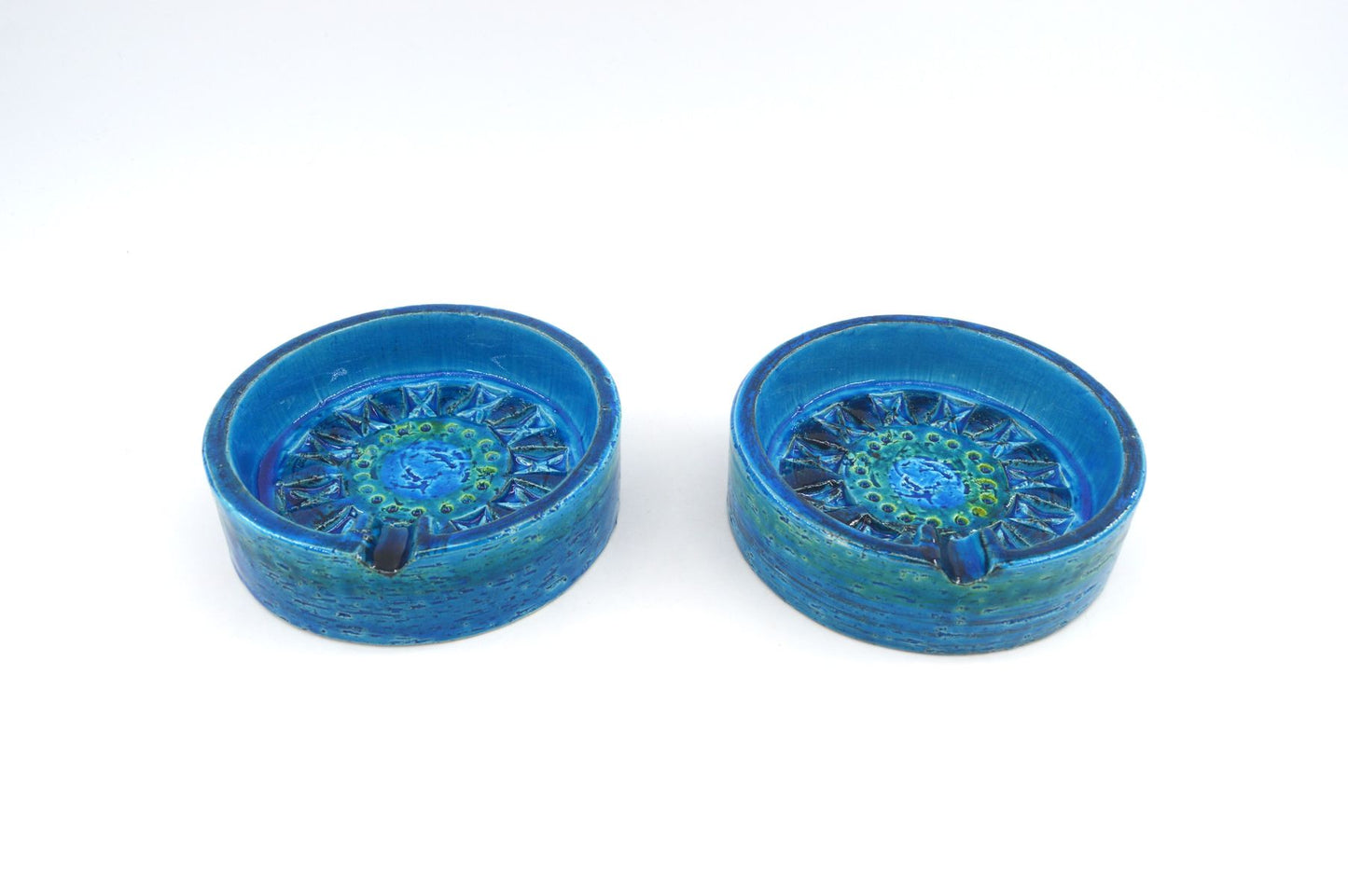 Seltener 1960s Vintage Rimini Blue Bitossi Keramik Aschenbecher 87-62 Design Aldo Londi Mid-Century Modern Design - blauer Fat-Lava Designklassiker
