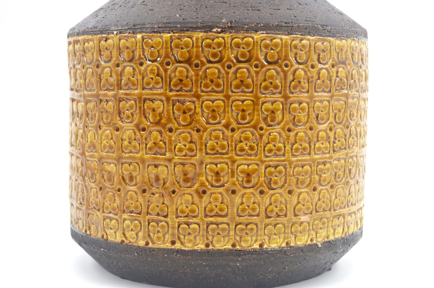 Große XL Bitossi Keramik Vase 309/26 Rimini Gelb Design Aldo Londi Mid-Century Modern Design mit seltener gelber Glasur 1960s italienischer Fat-Lava Designklassiker