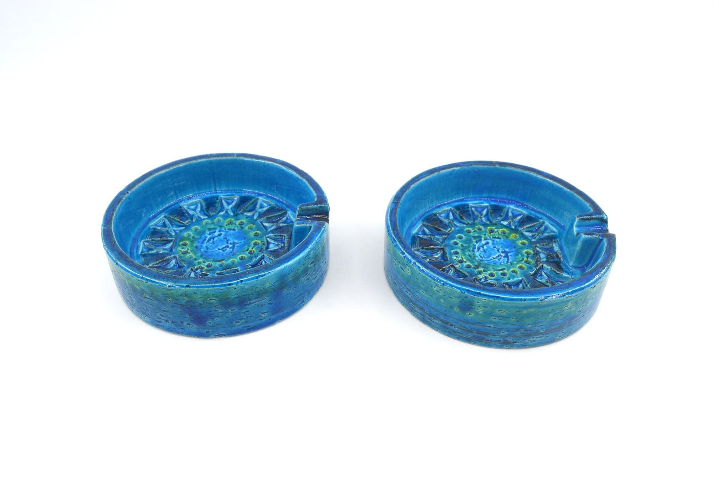 Seltener 1960s Vintage Rimini Blue Bitossi Keramik Aschenbecher 87-62 Design Aldo Londi Mid-Century Modern Design - blauer Fat-Lava Designklassiker