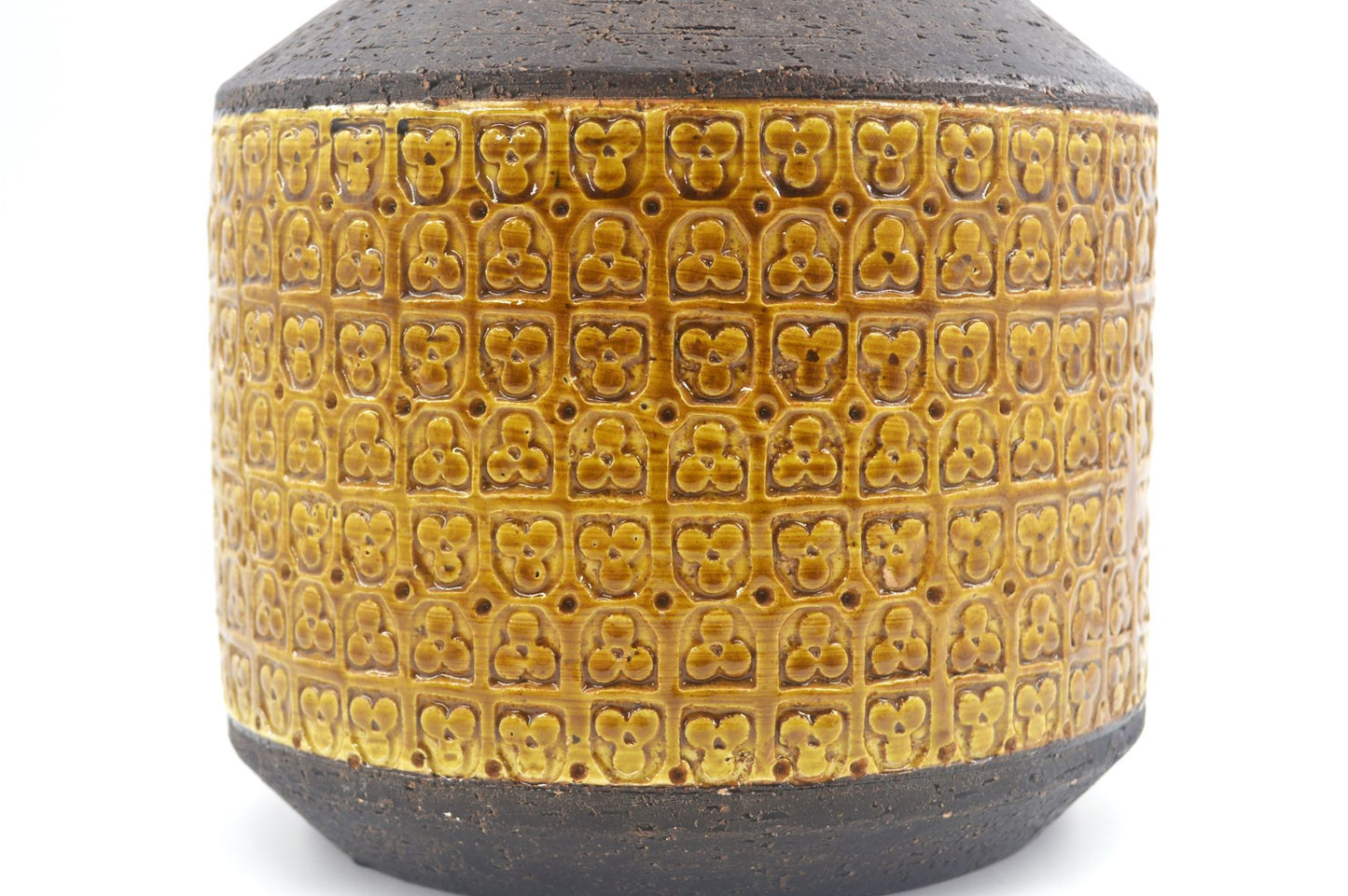 Große XL Bitossi Keramik Vase 309/26 Rimini Gelb Design Aldo Londi Mid-Century Modern Design mit seltener gelber Glasur 1960s italienischer Fat-Lava Designklassiker