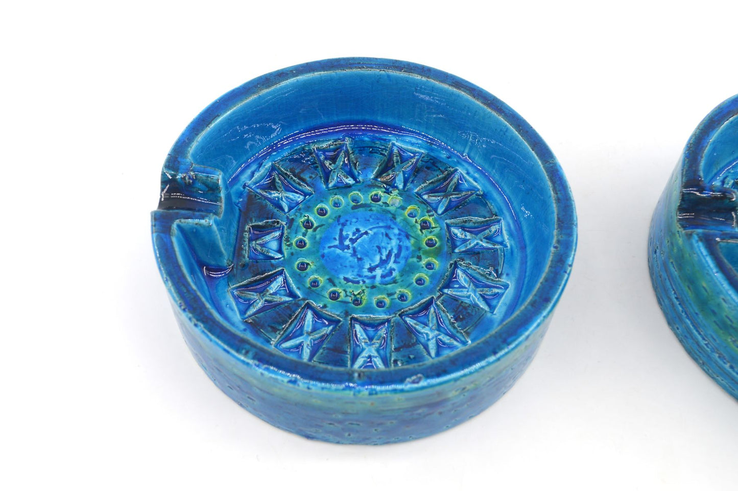 Seltener 1960s Vintage Rimini Blue Bitossi Keramik Aschenbecher 87-62 Design Aldo Londi Mid-Century Modern Design - blauer Fat-Lava Designklassiker