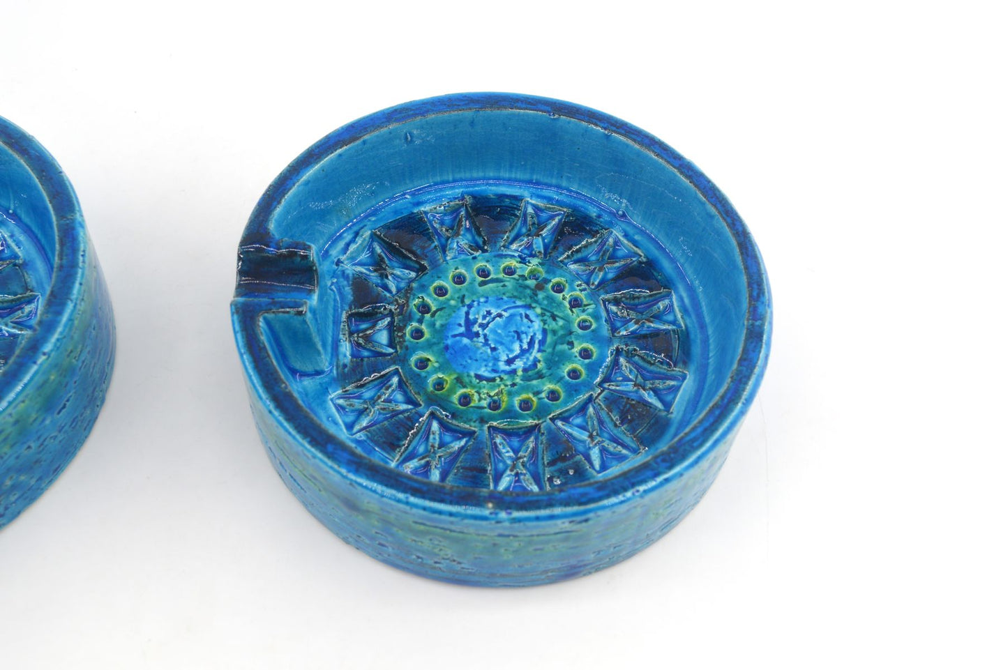 Seltener 1960s Vintage Rimini Blue Bitossi Keramik Aschenbecher 87-62 Design Aldo Londi Mid-Century Modern Design - blauer Fat-Lava Designklassiker