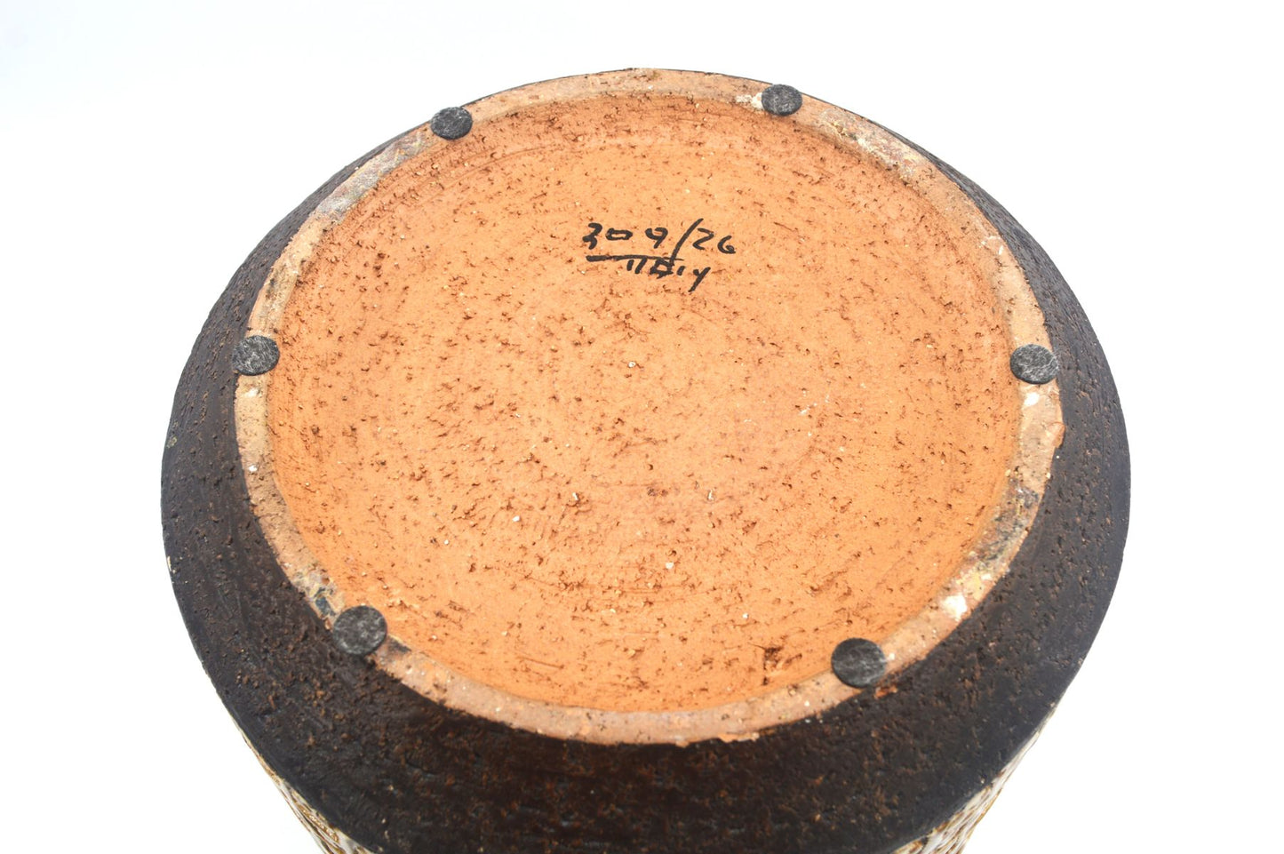 Große XL Bitossi Keramik Vase 309/26 Rimini Gelb Design Aldo Londi Mid-Century Modern Design mit seltener gelber Glasur 1960s italienischer Fat-Lava Designklassiker