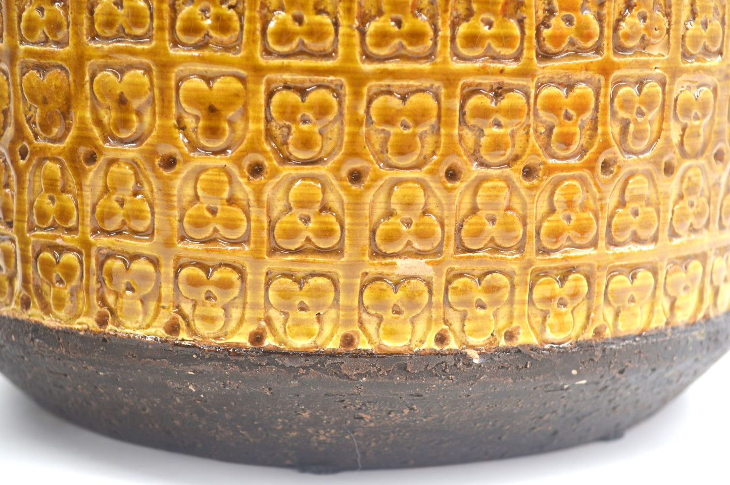 Große XL Bitossi Keramik Vase 309/26 Rimini Gelb Design Aldo Londi Mid-Century Modern Design mit seltener gelber Glasur 1960s italienischer Fat-Lava Designklassiker