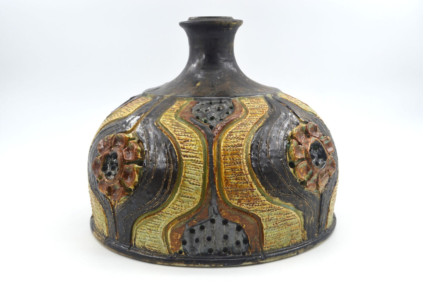 Dänische Brutalistische Mid-Century Modern Jette Hellerøe Studiokeramik Hängelampe 1970er Brutalismus Danish Design - zeitgenössische dänische Kunstkeramik
