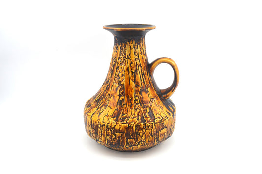 Seltene große Vintage Jopeko 2014/25 Keramik Vase mit außergewöhnlicher gelber Fat-Lava Glasur – Mid-Century Modern WGP Design Keramikvase