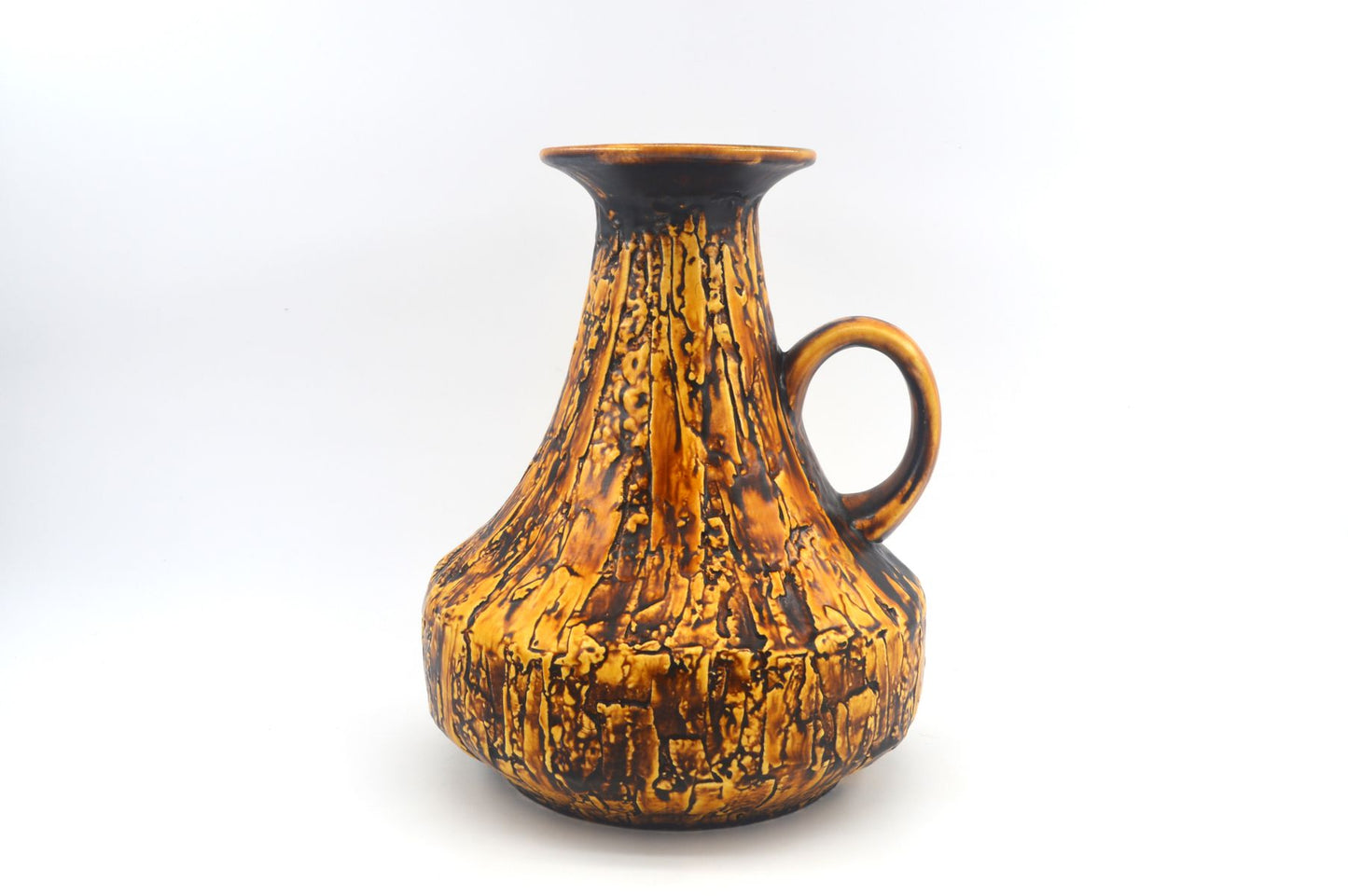 Seltene große Vintage Jopeko 2014/25 Keramik Vase mit außergewöhnlicher gelber Fat-Lava Glasur – Mid-Century Modern WGP Design Keramikvase