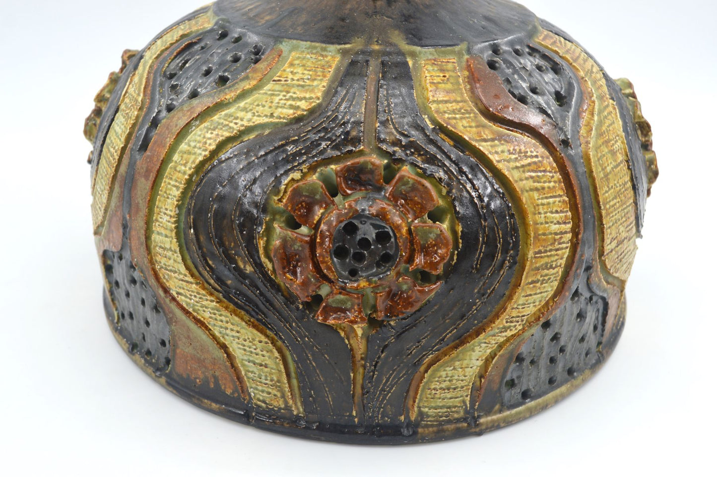 Dänische Brutalistische Mid-Century Modern Jette Hellerøe Studiokeramik Hängelampe 1970er Brutalismus Danish Design - zeitgenössische dänische Kunstkeramik