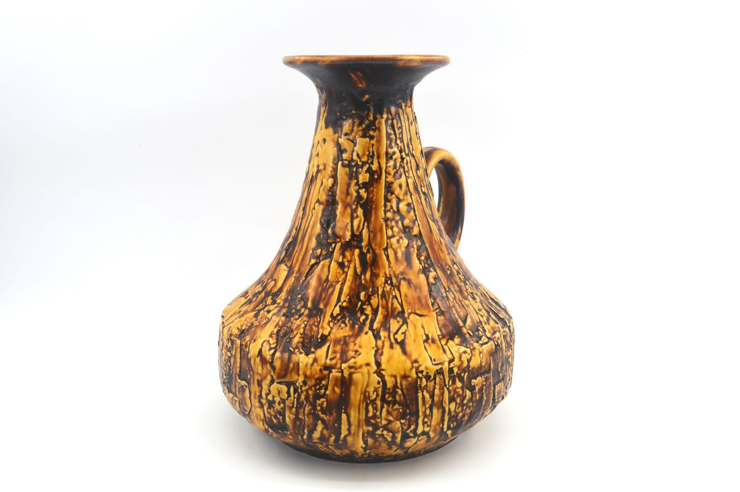 Seltene große Vintage Jopeko 2014/25 Keramik Vase mit außergewöhnlicher gelber Fat-Lava Glasur – Mid-Century Modern WGP Design Keramikvase