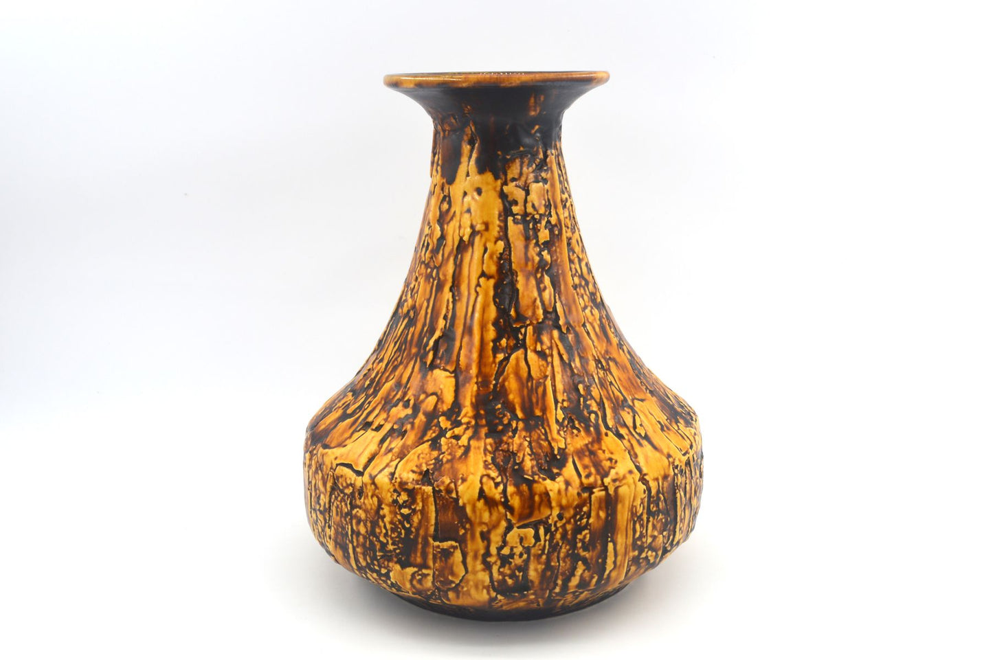 Seltene große Vintage Jopeko 2014/25 Keramik Vase mit außergewöhnlicher gelber Fat-Lava Glasur – Mid-Century Modern WGP Design Keramikvase