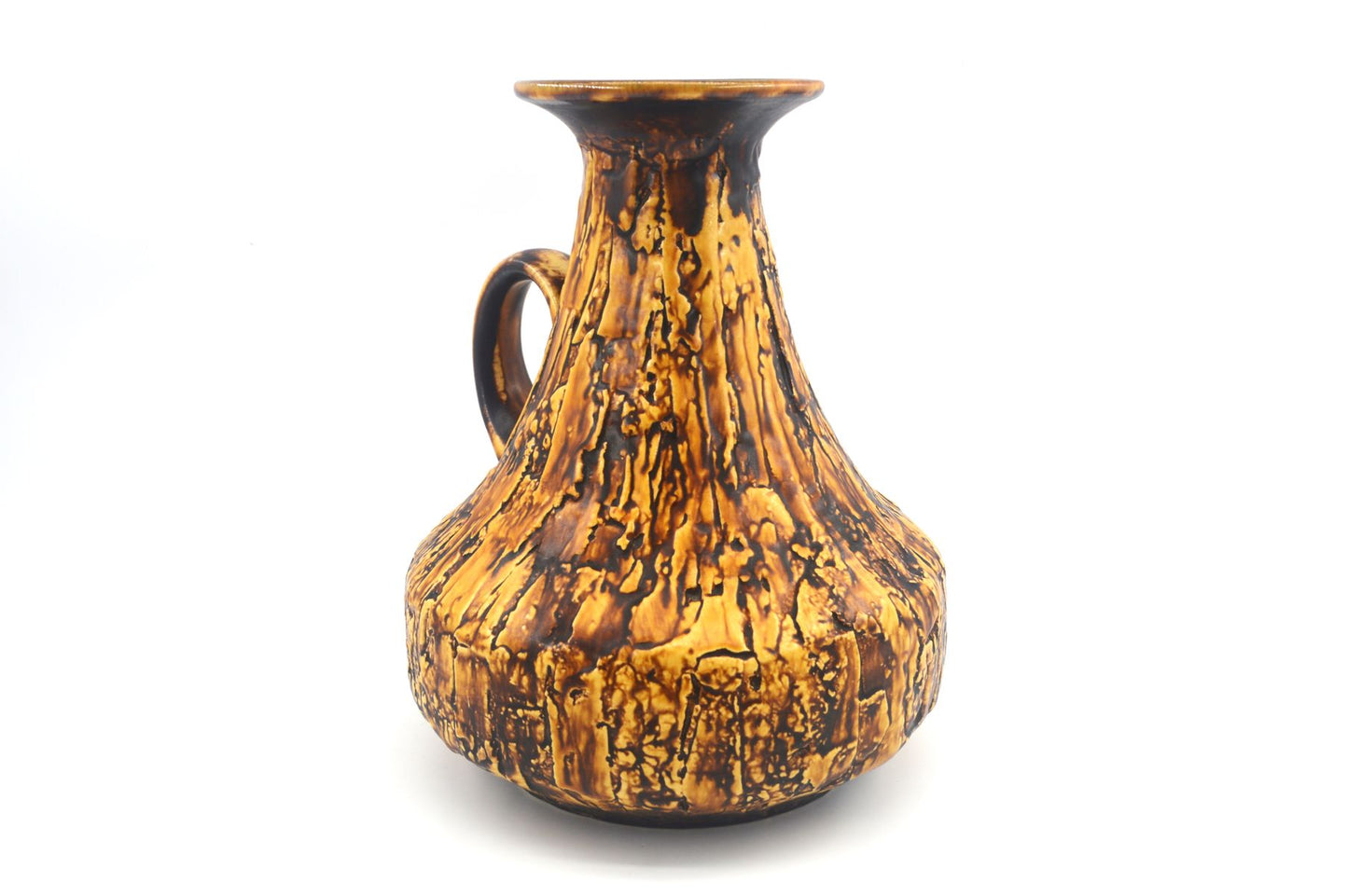 Seltene große Vintage Jopeko 2014/25 Keramik Vase mit außergewöhnlicher gelber Fat-Lava Glasur – Mid-Century Modern WGP Design Keramikvase