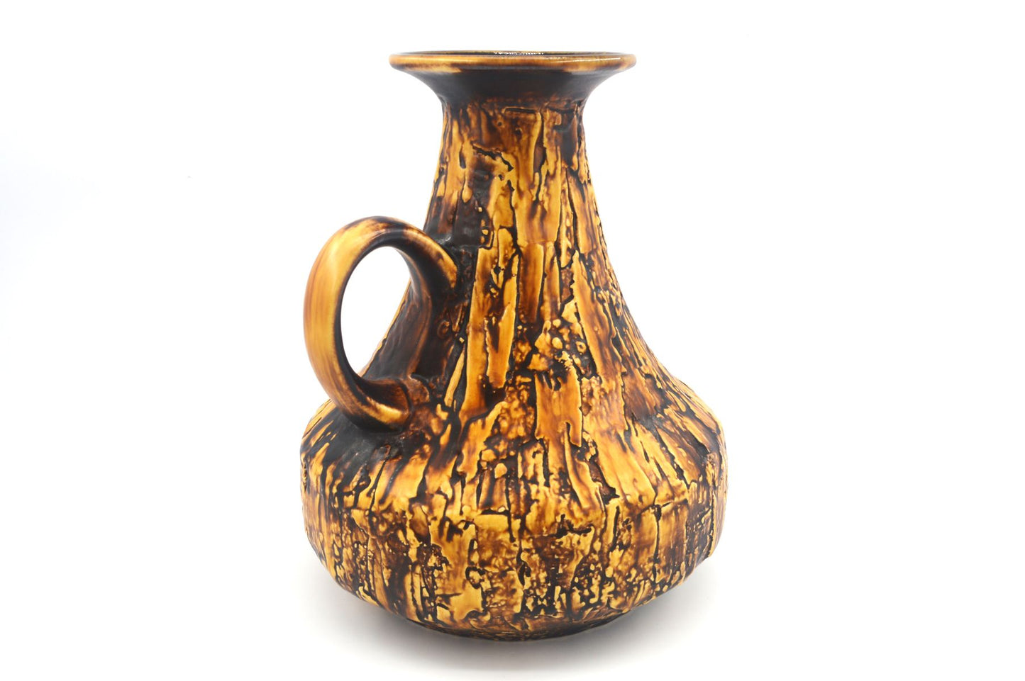 Seltene große Vintage Jopeko 2014/25 Keramik Vase mit außergewöhnlicher gelber Fat-Lava Glasur – Mid-Century Modern WGP Design Keramikvase