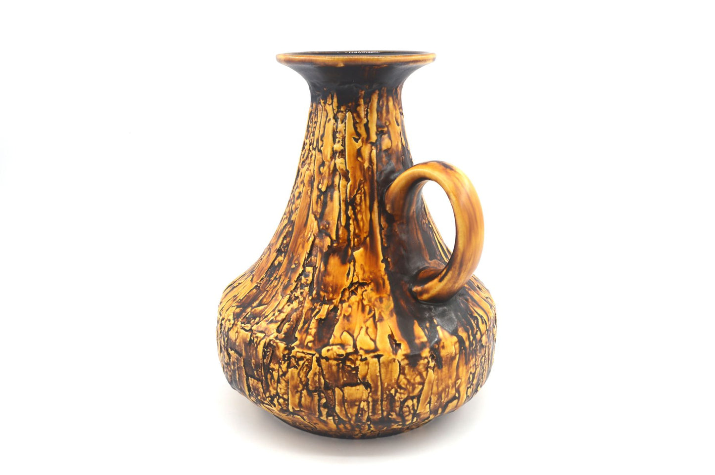 Seltene große Vintage Jopeko 2014/25 Keramik Vase mit außergewöhnlicher gelber Fat-Lava Glasur – Mid-Century Modern WGP Design Keramikvase