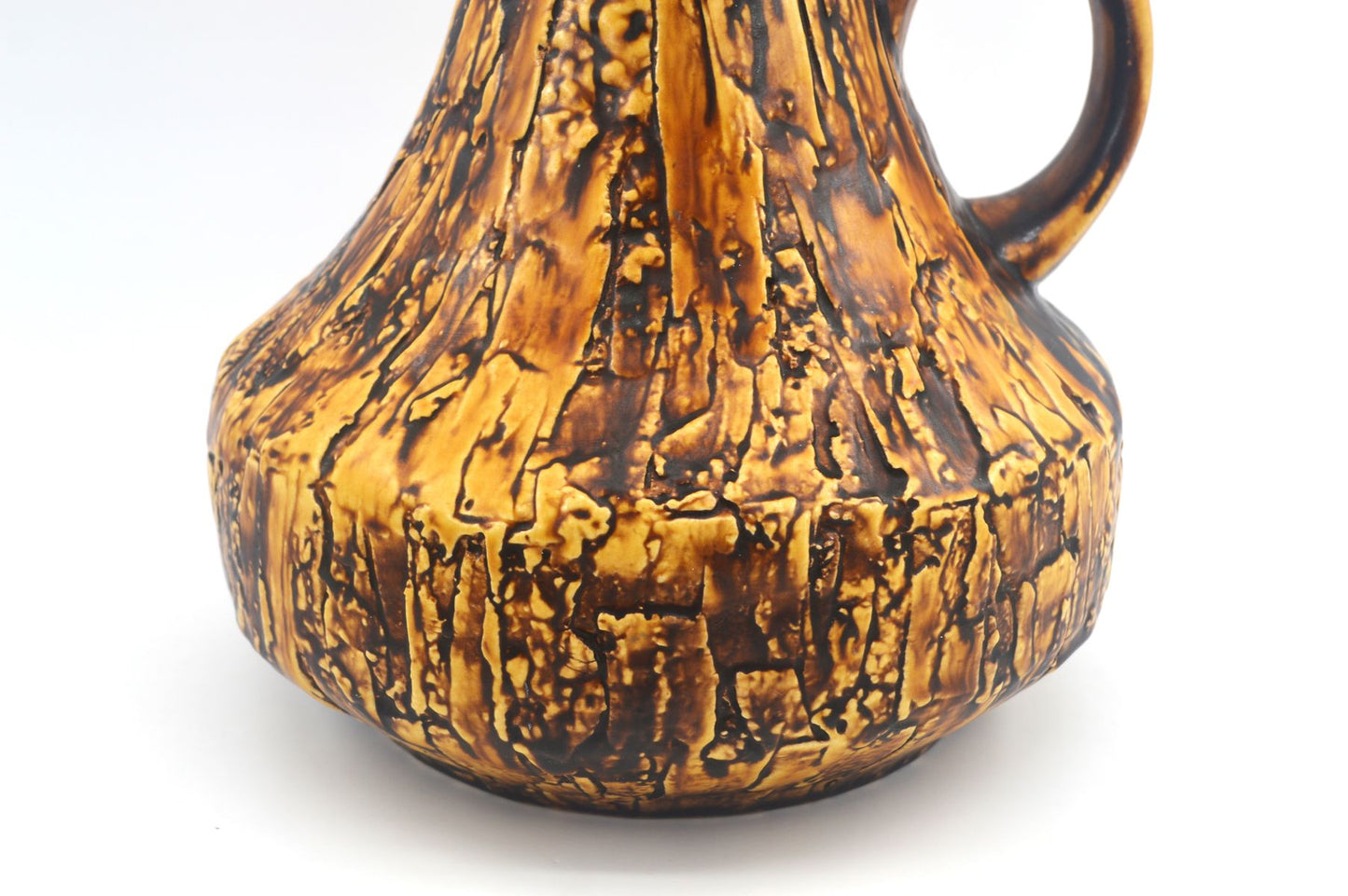 Seltene große Vintage Jopeko 2014/25 Keramik Vase mit außergewöhnlicher gelber Fat-Lava Glasur – Mid-Century Modern WGP Design Keramikvase