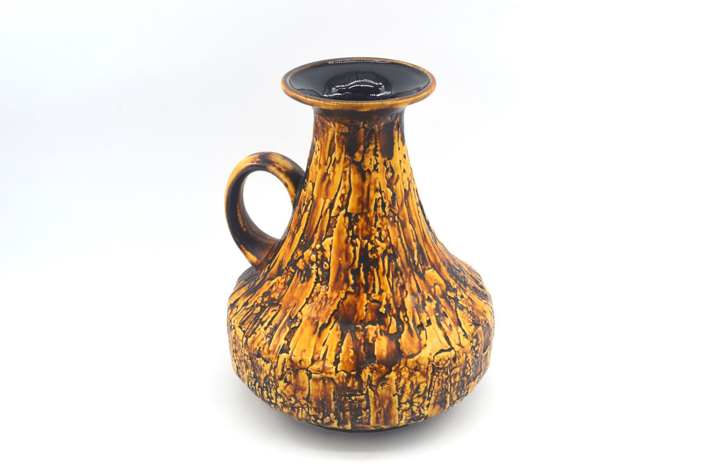 Seltene große Vintage Jopeko 2014/25 Keramik Vase mit außergewöhnlicher gelber Fat-Lava Glasur – Mid-Century Modern WGP Design Keramikvase