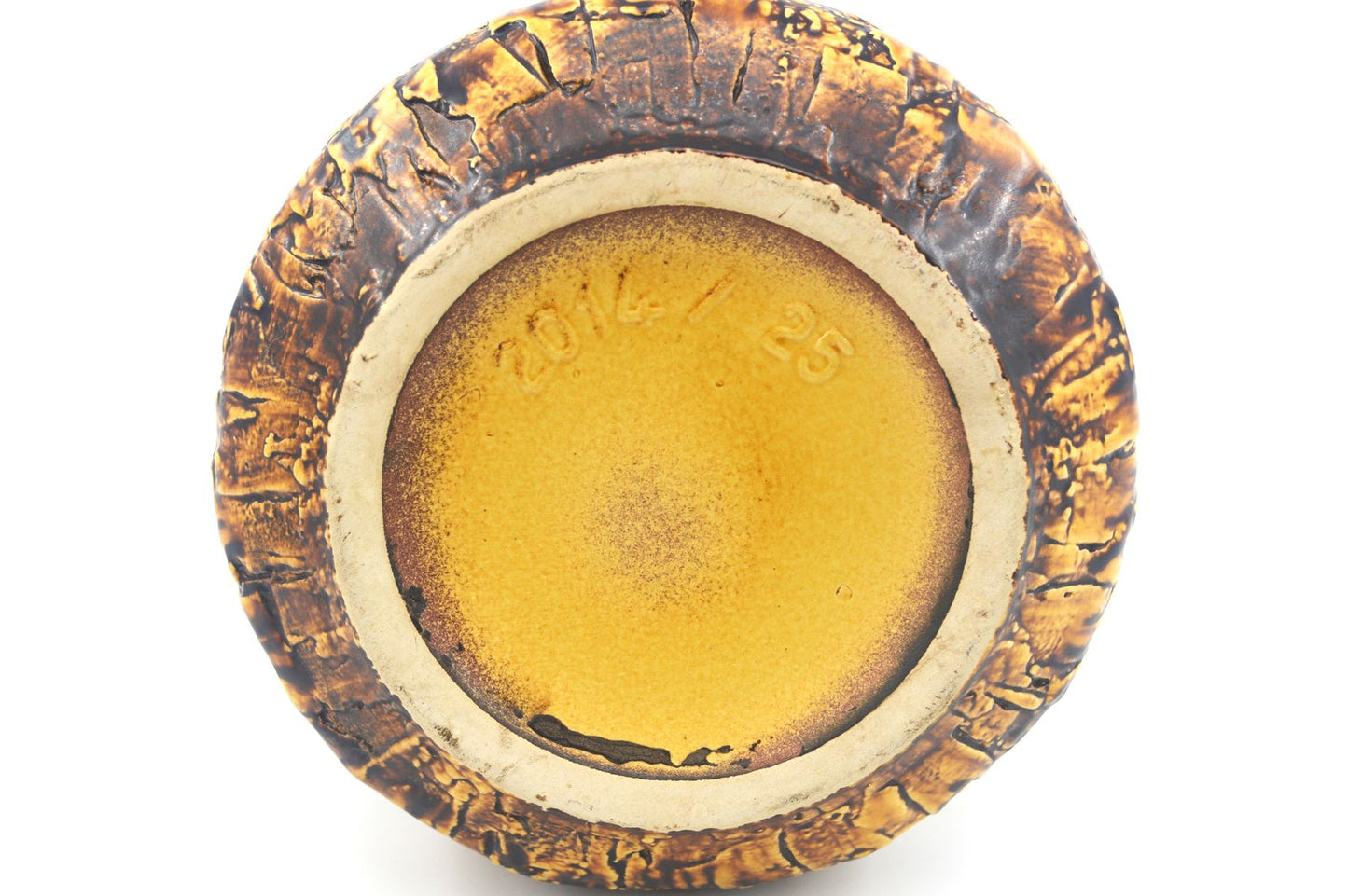 Seltene große Vintage Jopeko 2014/25 Keramik Vase mit außergewöhnlicher gelber Fat-Lava Glasur – Mid-Century Modern WGP Design Keramikvase