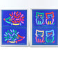Original Bo Bendixen Denmark Kunstdrucke mit Katzen und Igel Motiven im Bilderrahmen 1980s Danish Modern Design – dänische moderne Vintage Drucke