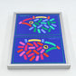 Original Bo Bendixen Denmark Kunstdrucke mit Katzen und Igel Motiven im Bilderrahmen 1980s Danish Modern Design – dänische moderne Vintage Drucke