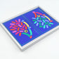Original Bo Bendixen Denmark Kunstdrucke mit Katzen und Igel Motiven im Bilderrahmen 1980s Danish Modern Design – dänische moderne Vintage Drucke