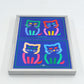 Original Bo Bendixen Denmark Kunstdrucke mit Katzen und Igel Motiven im Bilderrahmen 1980s Danish Modern Design – dänische moderne Vintage Drucke