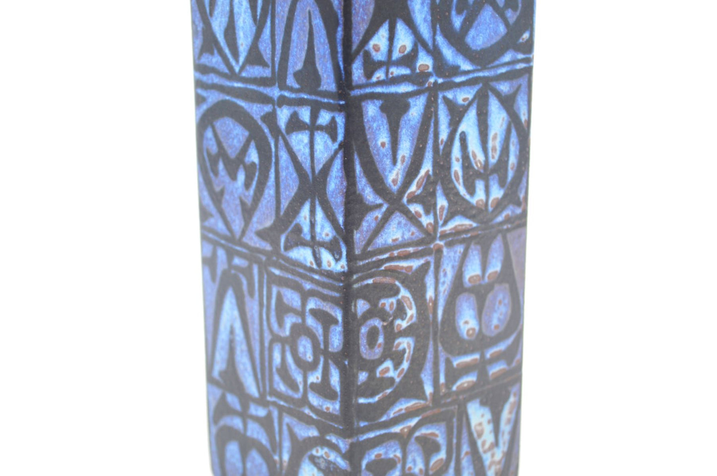 Vintage Royal Copenhagen Nils Thorsson Baca Fajance Vase 704/3259 im seltenen blau-schwarzen Design 1970s Mid-Century Danish Modern Design