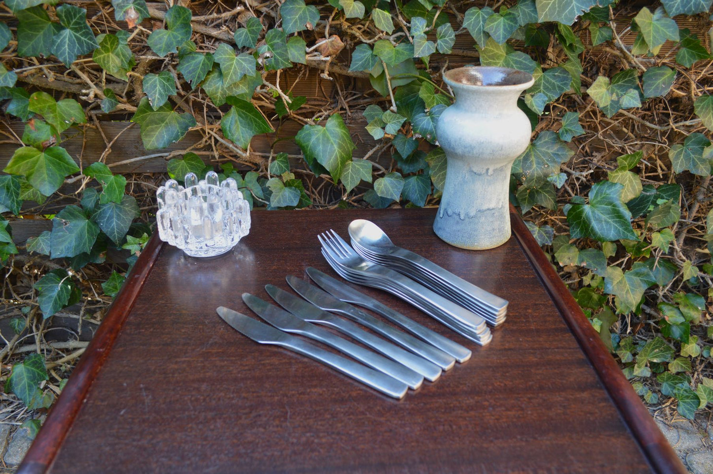 Vintage Aida Cool Besteck Mads Odgaard Design, Dänemark - dänisches Mid Century Besteck 1980er Jahre, Edelstahl gebürstet, Vintage Küchenbesteck