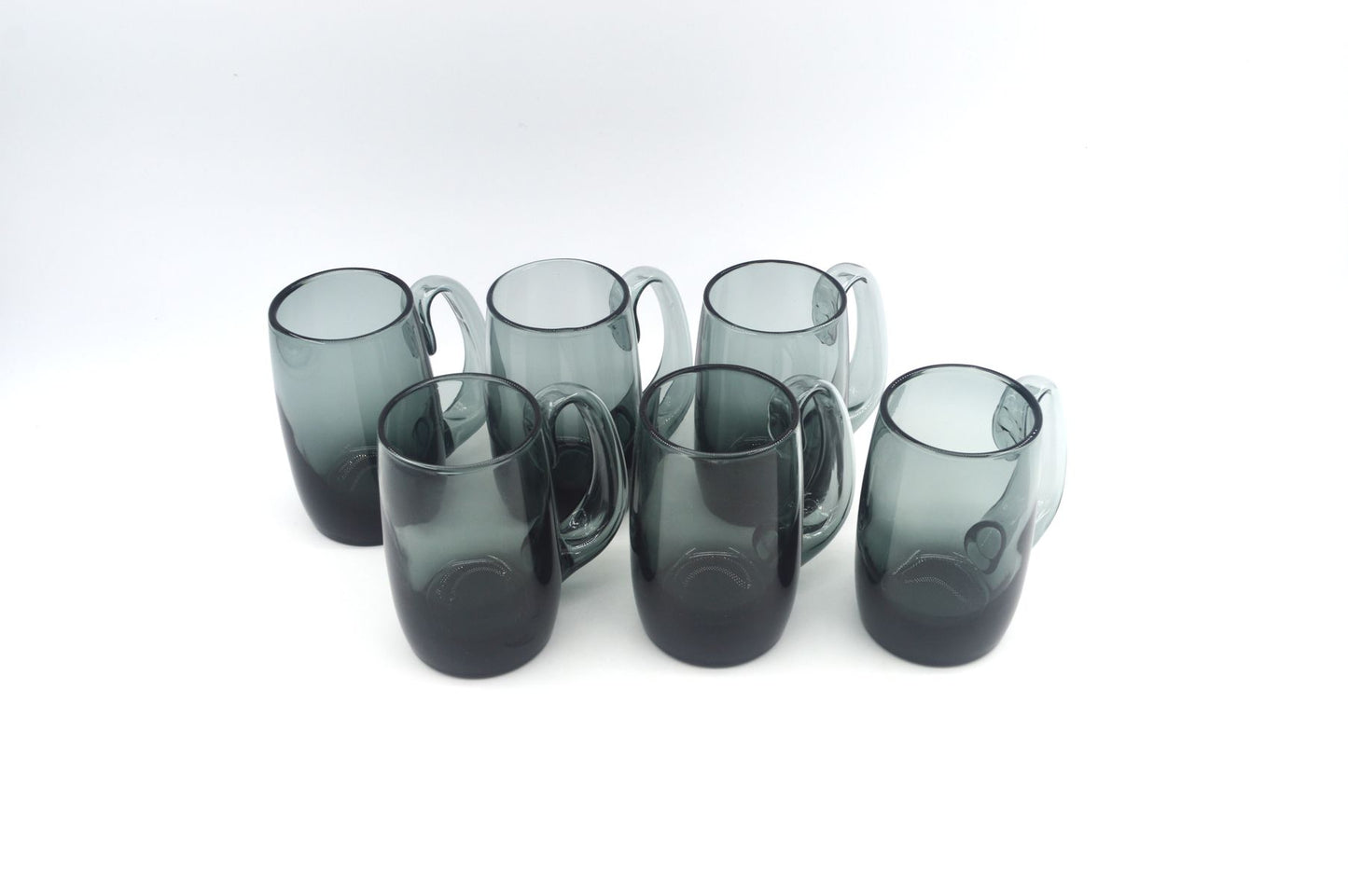Set aus 6 Mid-Century Rauchglas Bierglas „Kolle“ aus dem Hadeland Glassverk Norwegen Design von Willy Johansson 1950s Skandinavischer Designklassiker