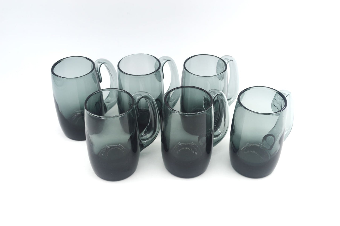 Set aus 6 Mid-Century Rauchglas Bierglas „Kolle“ aus dem Hadeland Glassverk Norwegen Design von Willy Johansson 1950s Skandinavischer Designklassiker