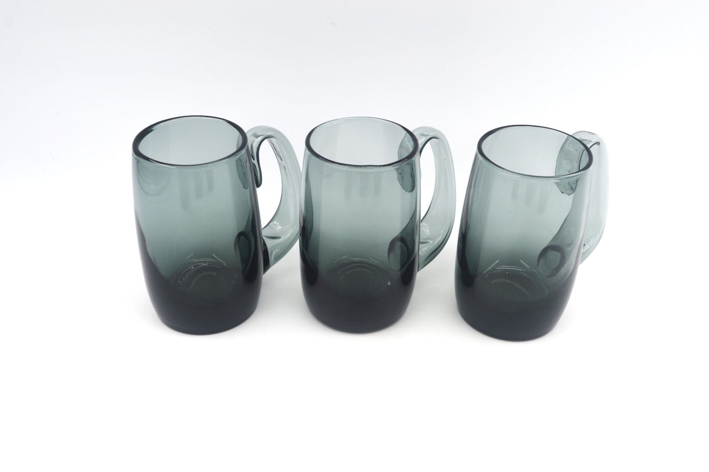 Set aus 6 Mid-Century Rauchglas Bierglas „Kolle“ aus dem Hadeland Glassverk Norwegen Design von Willy Johansson 1950s Skandinavischer Designklassiker