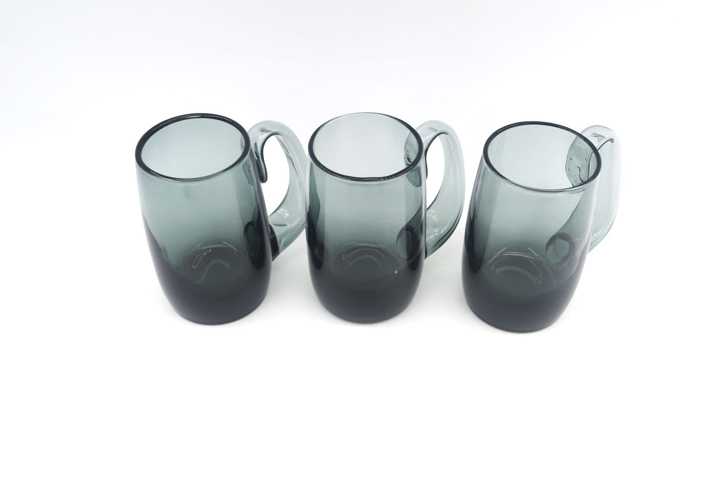 Set aus 6 Mid-Century Rauchglas Bierglas „Kolle“ aus dem Hadeland Glassverk Norwegen Design von Willy Johansson 1950s Skandinavischer Designklassiker