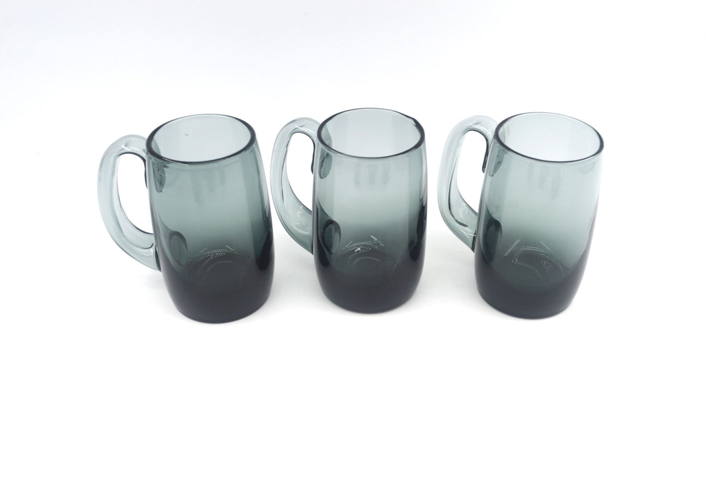 Set aus 6 Mid-Century Rauchglas Bierglas „Kolle“ aus dem Hadeland Glassverk Norwegen Design von Willy Johansson 1950s Skandinavischer Designklassiker