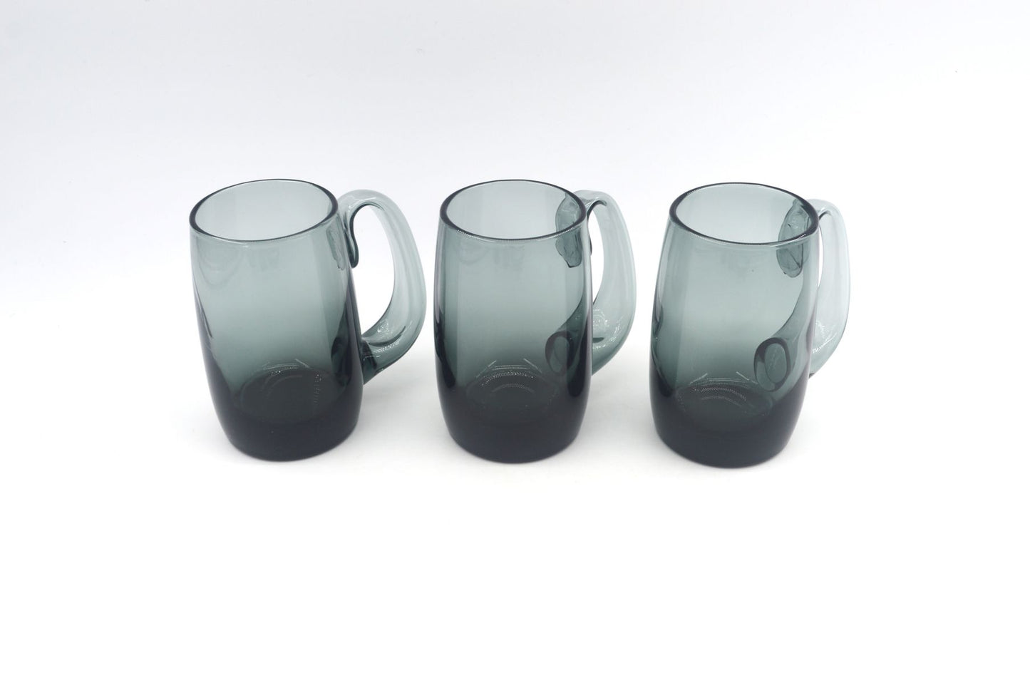Set aus 6 Mid-Century Rauchglas Bierglas „Kolle“ aus dem Hadeland Glassverk Norwegen Design von Willy Johansson 1950s Skandinavischer Designklassiker
