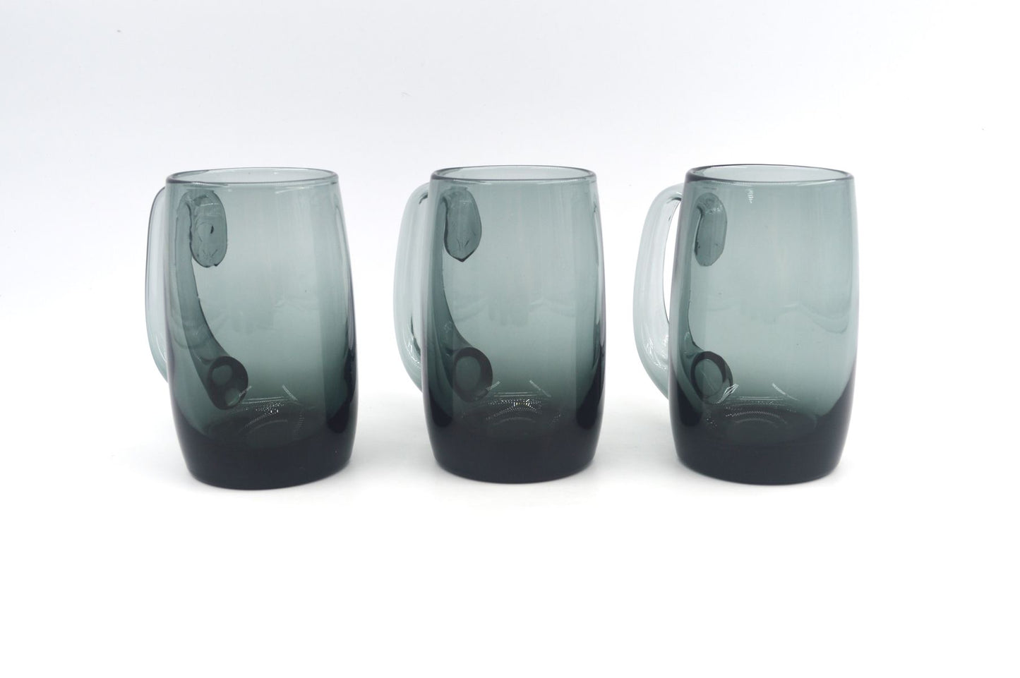 Set aus 6 Mid-Century Rauchglas Bierglas „Kolle“ aus dem Hadeland Glassverk Norwegen Design von Willy Johansson 1950s Skandinavischer Designklassiker