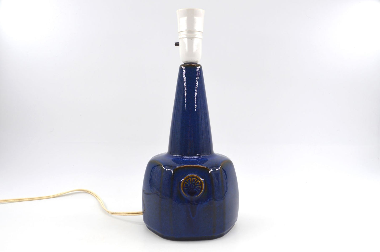 Große blaue Vintage Einar Johansen Tischlampe 1020 für Søholm Stentøj Bornholm Keramik Dänemark 1960's Danish Mid-Century Modern Designlampe
