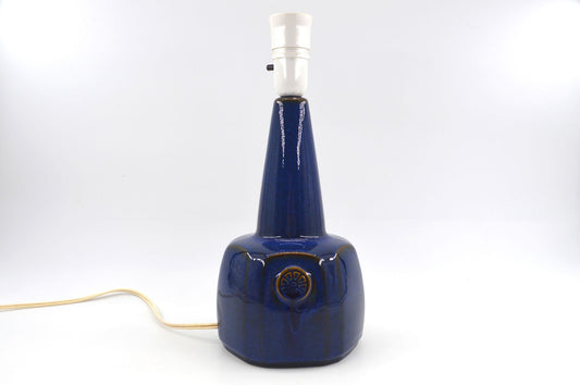 Große blaue Vintage Einar Johansen Tischlampe 1020 für Søholm Stentøj Bornholm Keramik Dänemark 1960's Danish Mid-Century Modern Designlampe