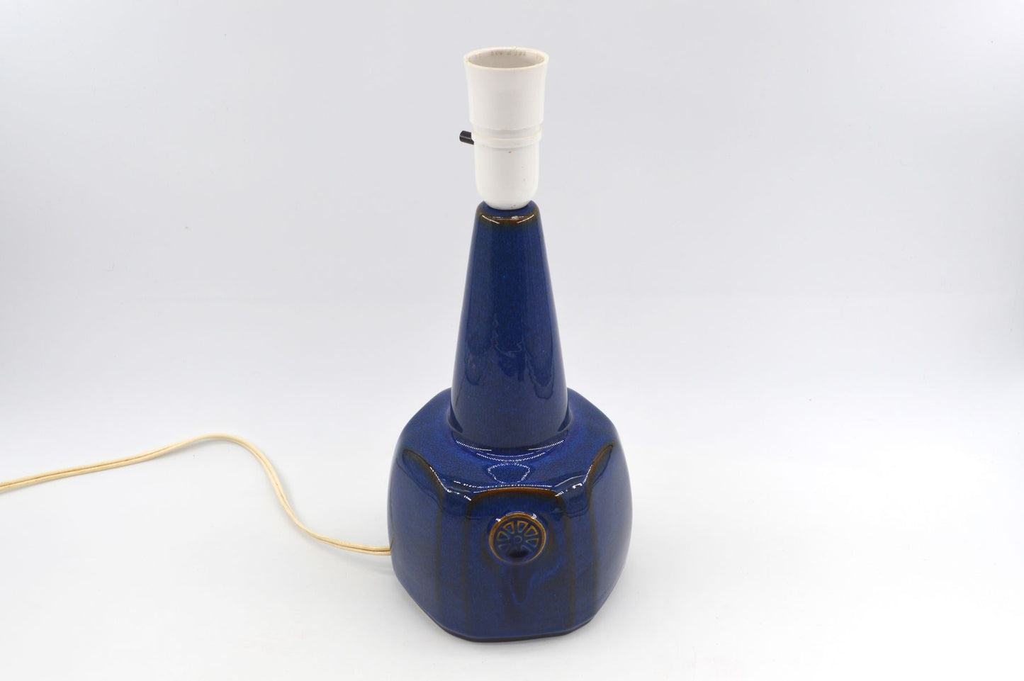 Große blaue Vintage Einar Johansen Tischlampe 1020 für Søholm Stentøj Bornholm Keramik Dänemark 1960's Danish Mid-Century Modern Designlampe