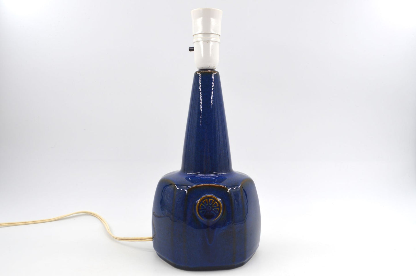 Große blaue Vintage Einar Johansen Tischlampe 1020 für Søholm Stentøj Bornholm Keramik Dänemark 1960's Danish Mid-Century Modern Designlampe