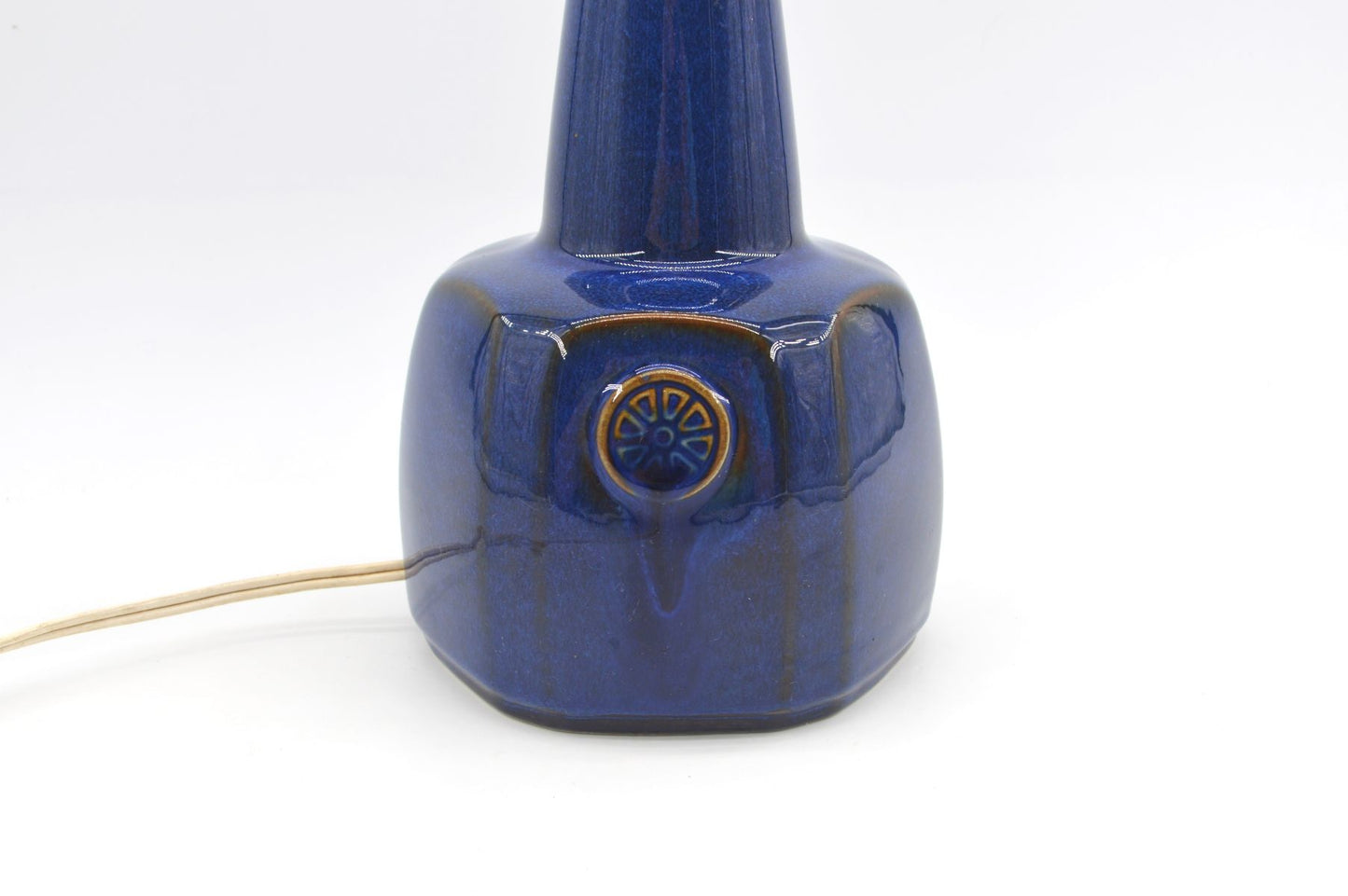 Große blaue Vintage Einar Johansen Tischlampe 1020 für Søholm Stentøj Bornholm Keramik Dänemark 1960's Danish Mid-Century Modern Designlampe