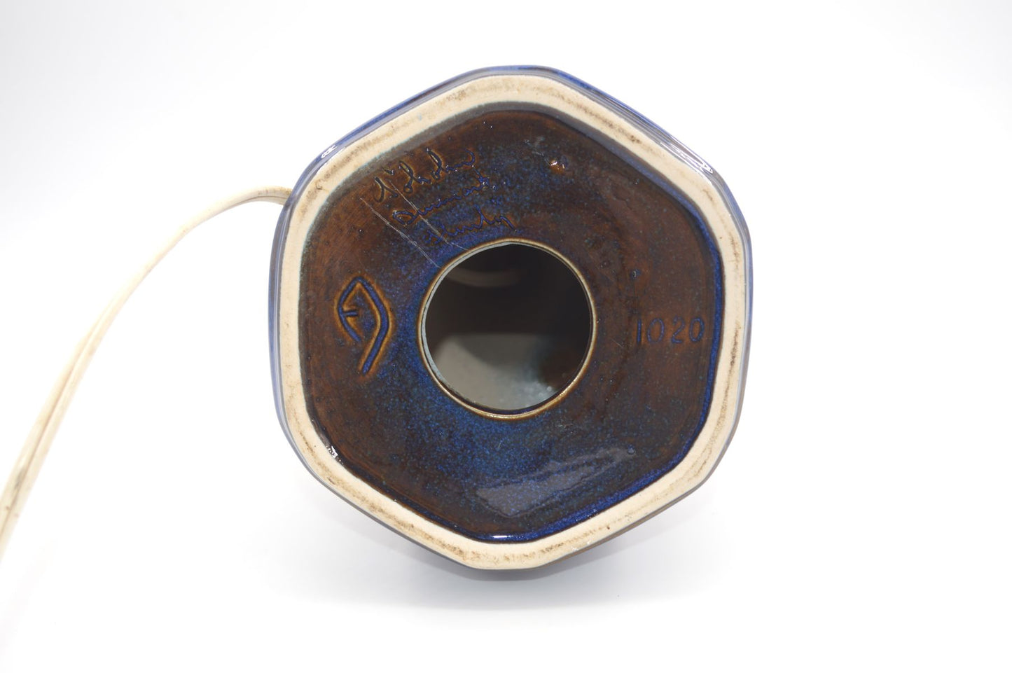Große blaue Vintage Einar Johansen Tischlampe 1020 für Søholm Stentøj Bornholm Keramik Dänemark 1960's Danish Mid-Century Modern Designlampe