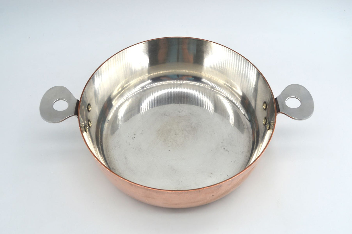 Seltene große Atlas Cohr Denmark Kuper Pfanne mit Deckel – dänische Mid-Century Design Kupferpfanne, Vintage dänischer Designklassiker